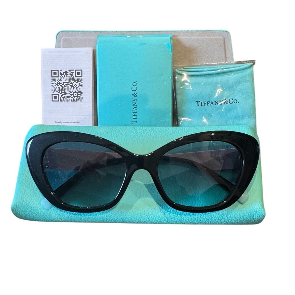 Tiffany & Co. Black Cat-Eye Sunglasses TF4518 80019S Black 54mm Blue Grad Lens
